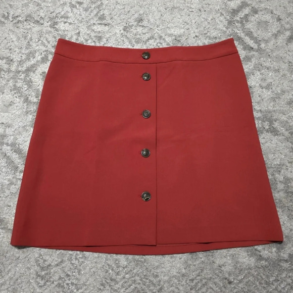 ANN TAYLOR FACTORY Nwt Rust Spice Faux Button Front Mini A-line Skirt, Size 16 - Picture 2 of 13